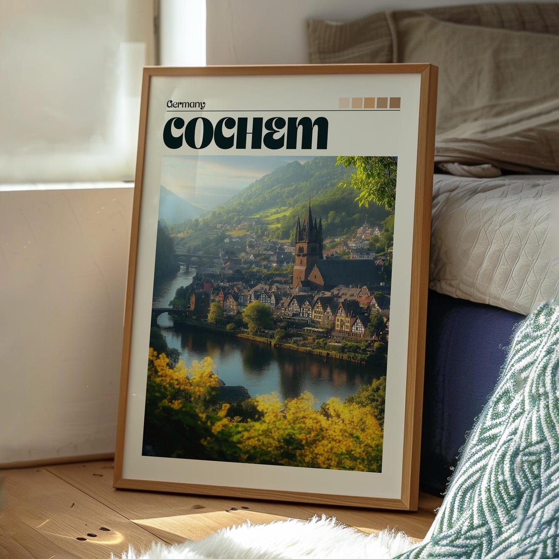 Cochem Germany Moselle River Half Timbered Town Church Spire Poster - Image 3