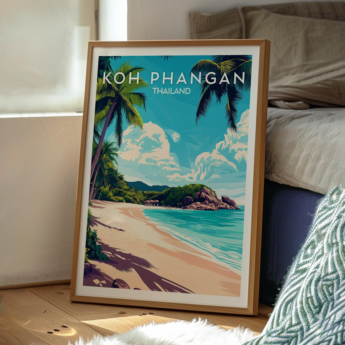 Koh Phangan Thailand Tropical Palm Beach Paradise Travel Poster - Image 3