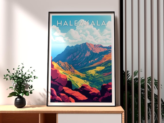 Haleakala Hawaii Volcano Mountain Colorful Cinder Travel Poster