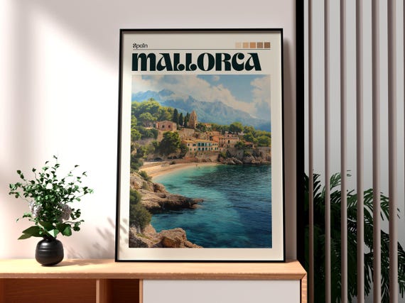 Mallorca Travel Poster, Balearic Islands Wall Art