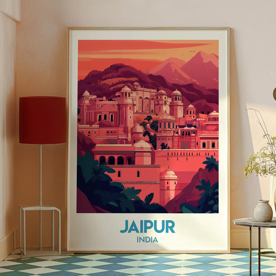 Jaipur India Pink City Palace Architecture Sunset Travel Poster - Image 2