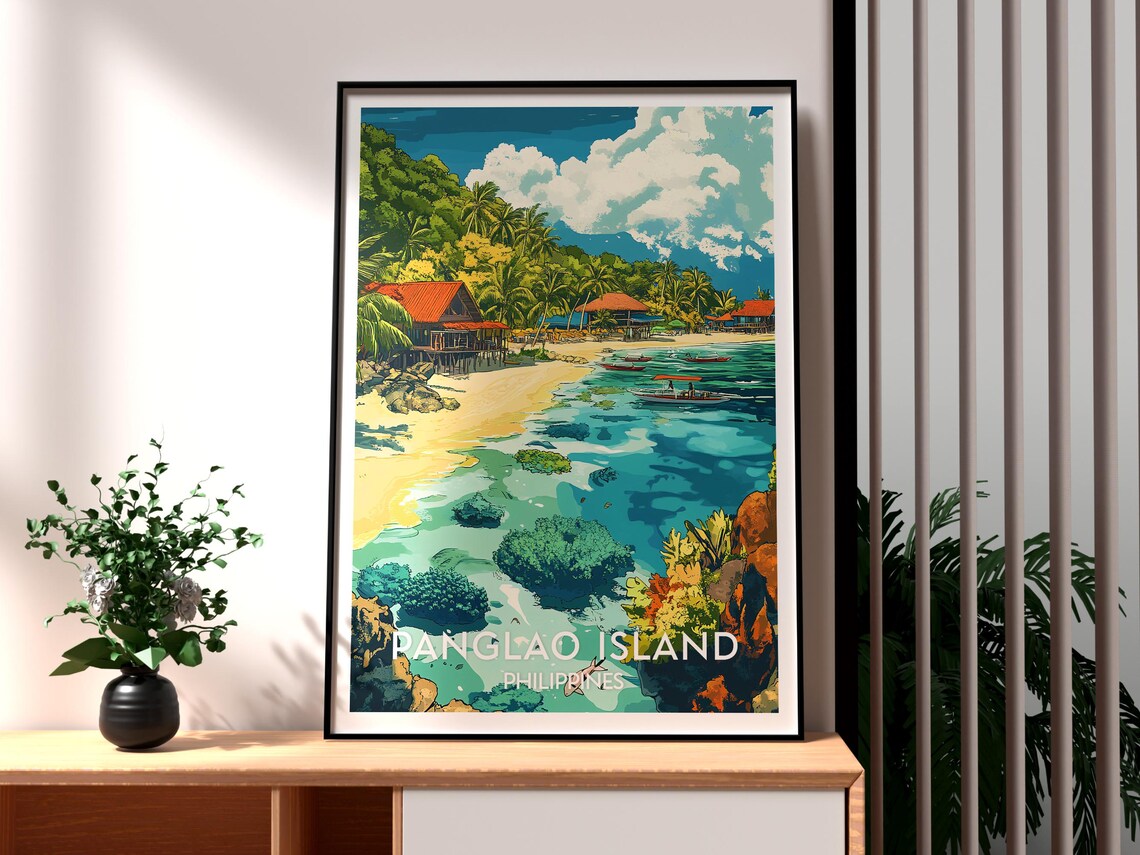 Panglao Island Philippines White Sand Beach Coral Sea Travel Poster