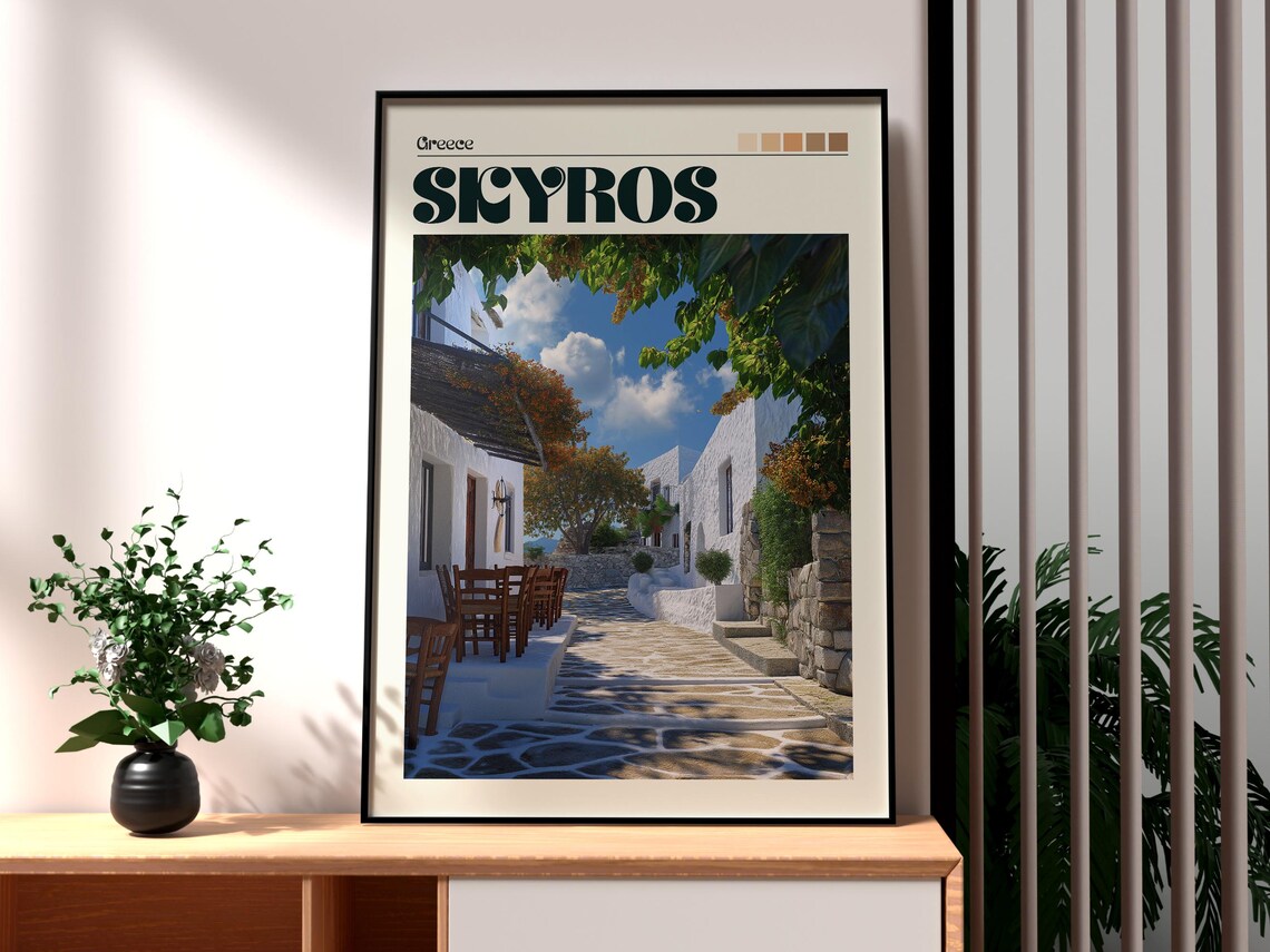 Skyros Greece Whitewashed Alley Village Charm Cycladic Island Poster