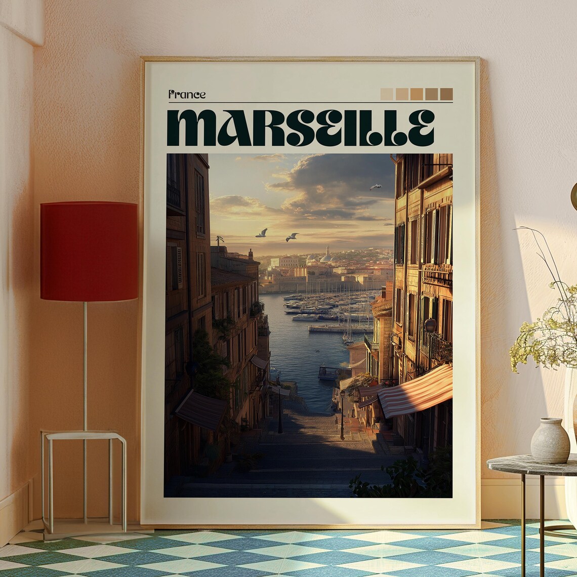Marseille France Old Port Harbor Sailboats Sunset View Poster - Image 2