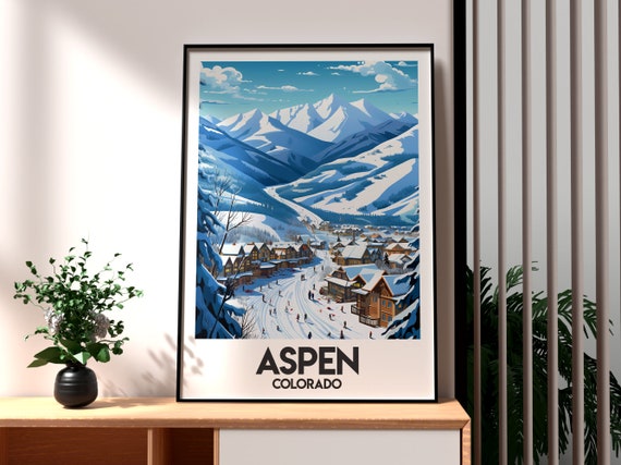 Aspen Poster Colorado Skiing Art Usa Rocky Mountains Wall