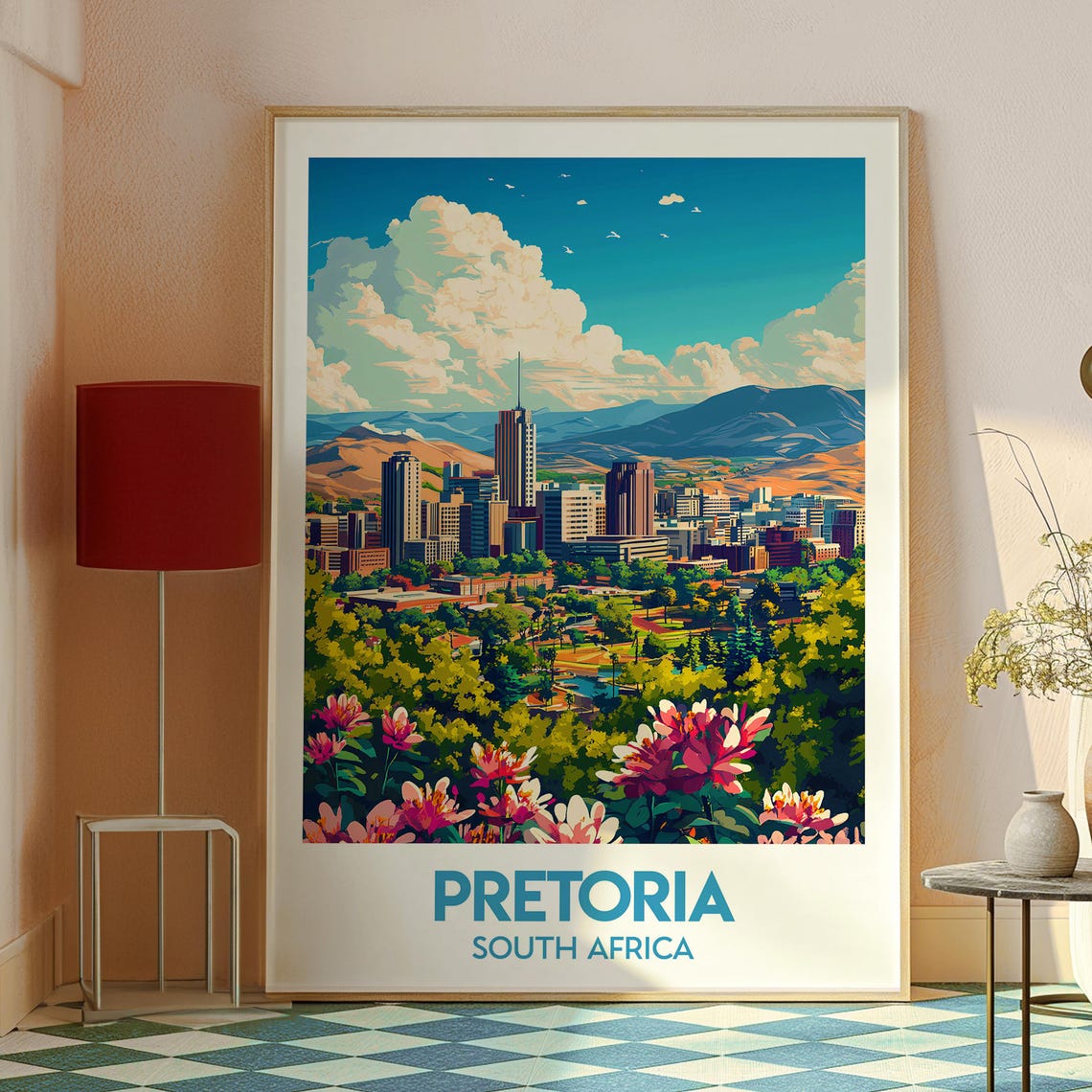 Pretoria South Africa Skyline Jacaranda Flowers Travel Poster - Image 2