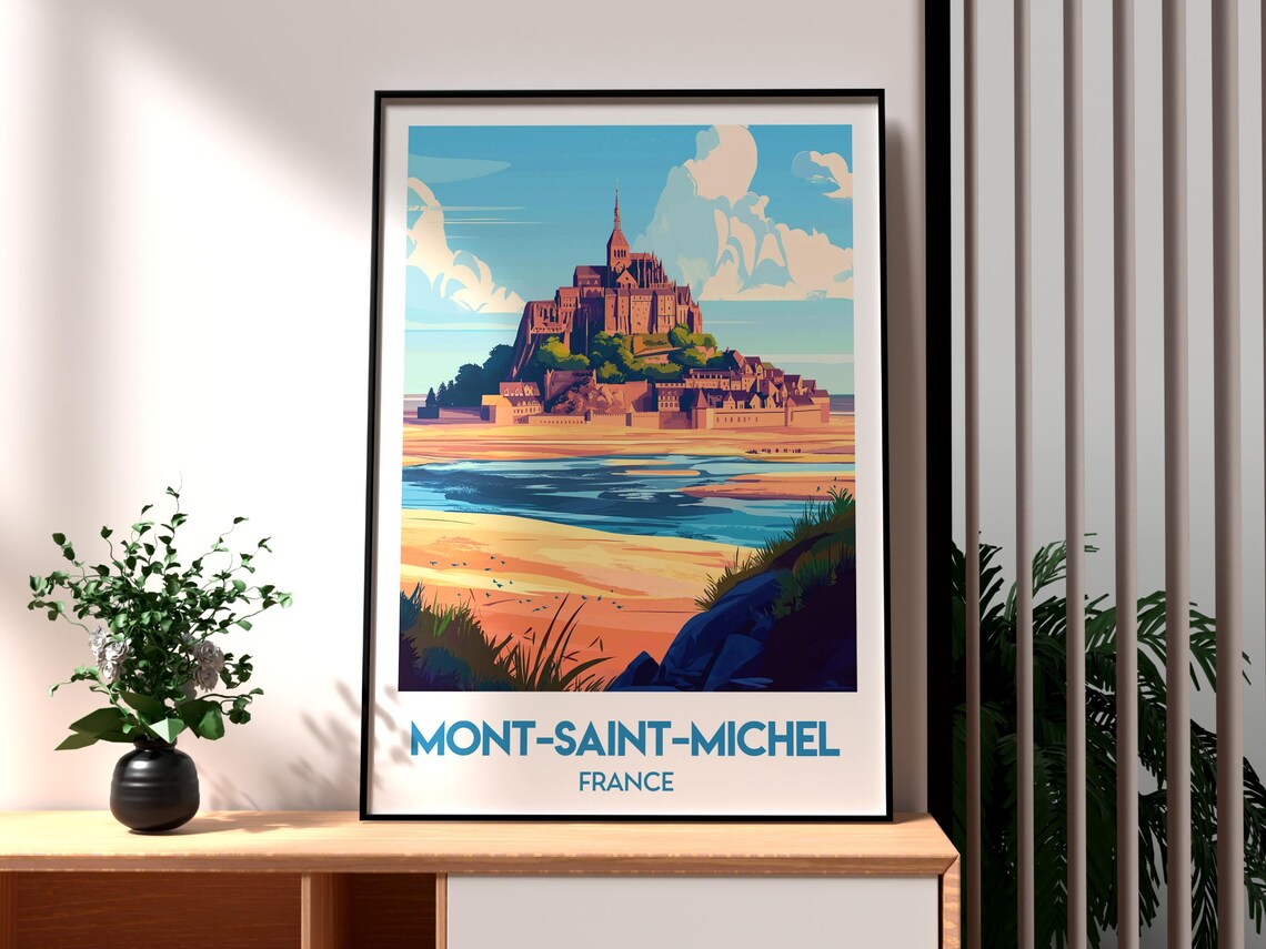 Mont Saint Michel France Island Abbey Tidal Bay Travel Poster