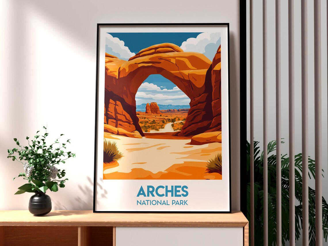 Arches National Park Utah Red Rock Natural Arch Desert Travel Poster