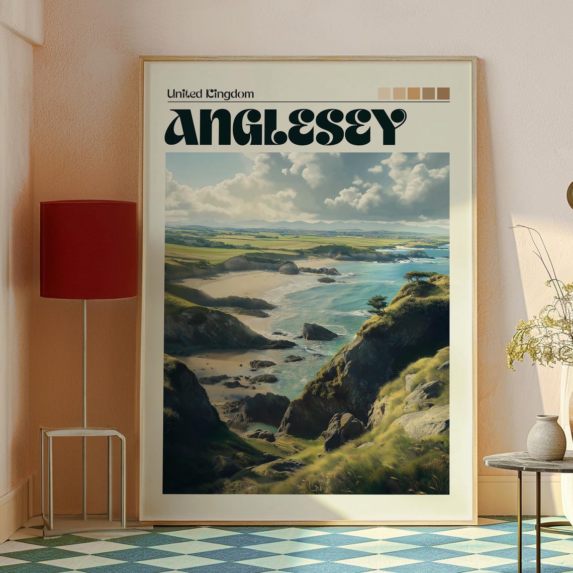 Anglesey Wales Rugged Coastal Cliffs Seaside Vintage Travel Poster - Image 2