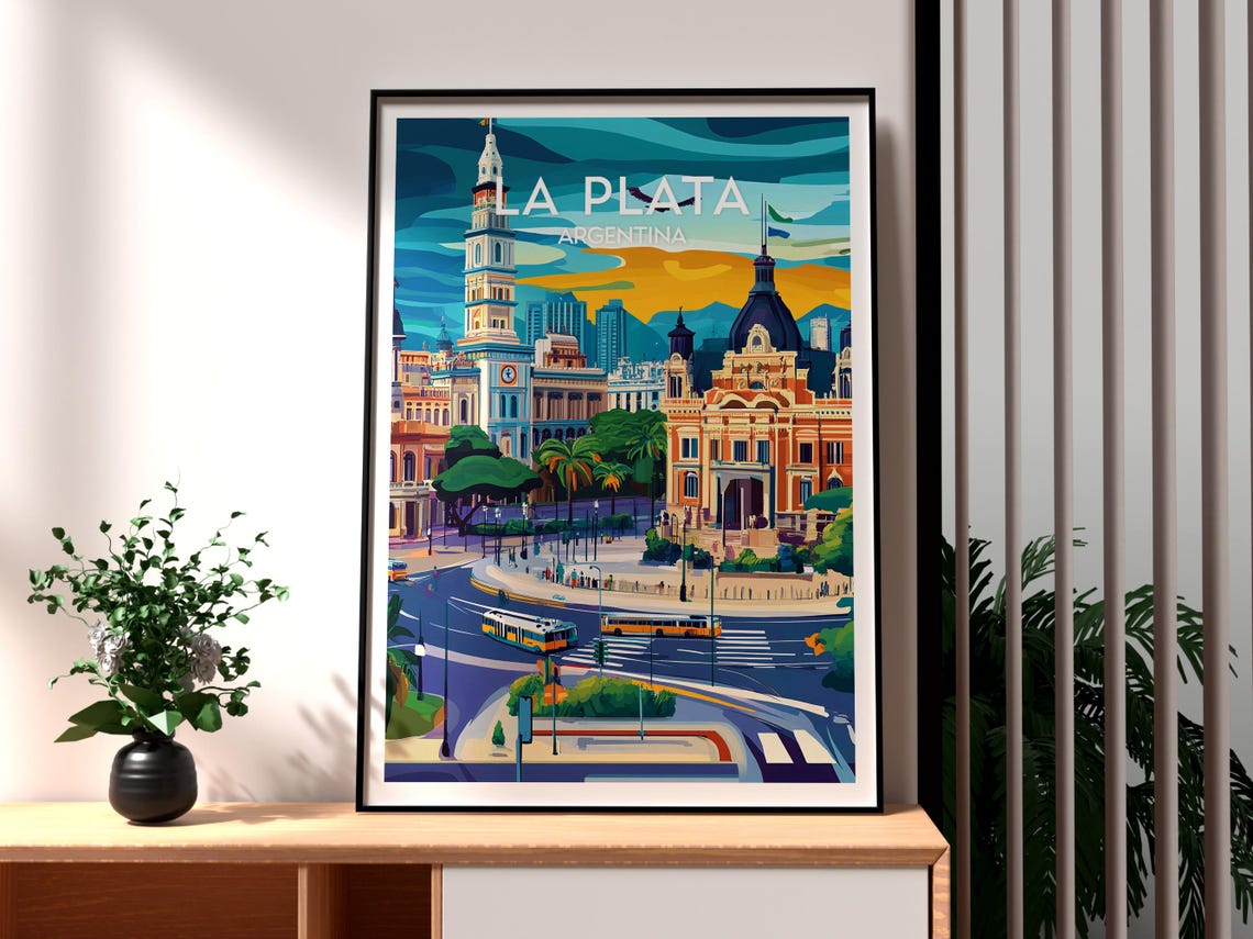 La Plata Travel Print Argentina Wall Art Buenos Aires Poster Gift For Traveller