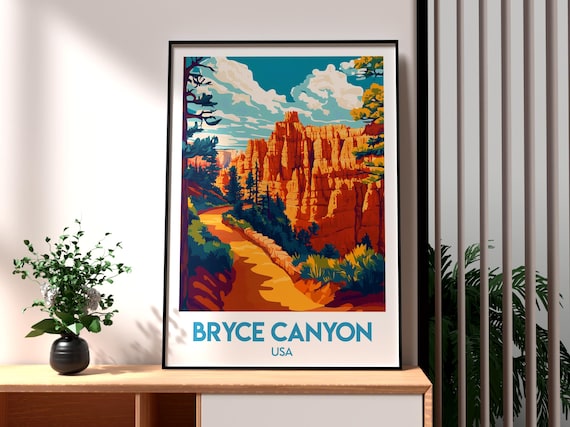 Bryce Canyon Utah Red Rock Hoodoo Amphitheater Desert Trail Travel Poster