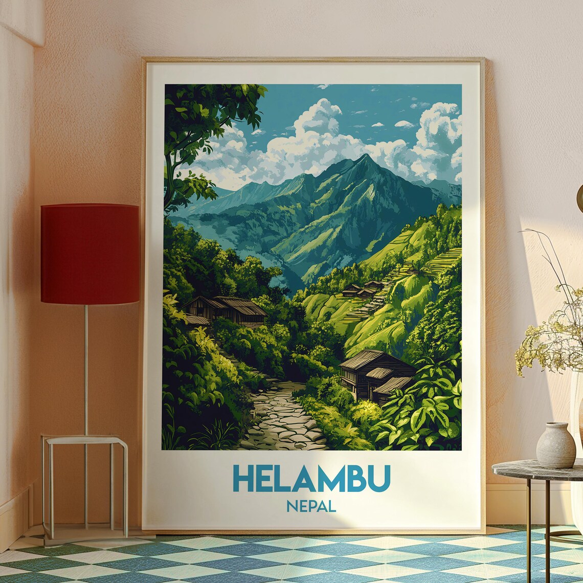 Helambu Nepal Green Valley Stone Trail Village Himalaya Travel Poster - Image 2