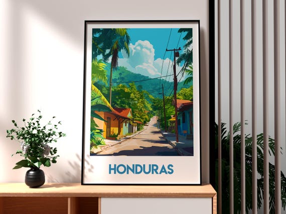 Honduras Print Wall Art Coast Beach Travel Central America