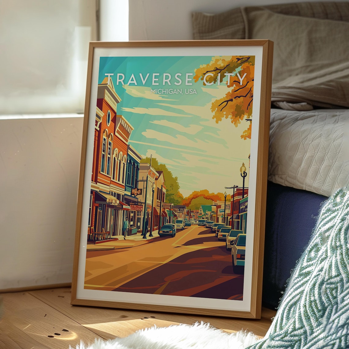 Traverse City Michigan USA Downtown Main Street Travel Poster - Image 3