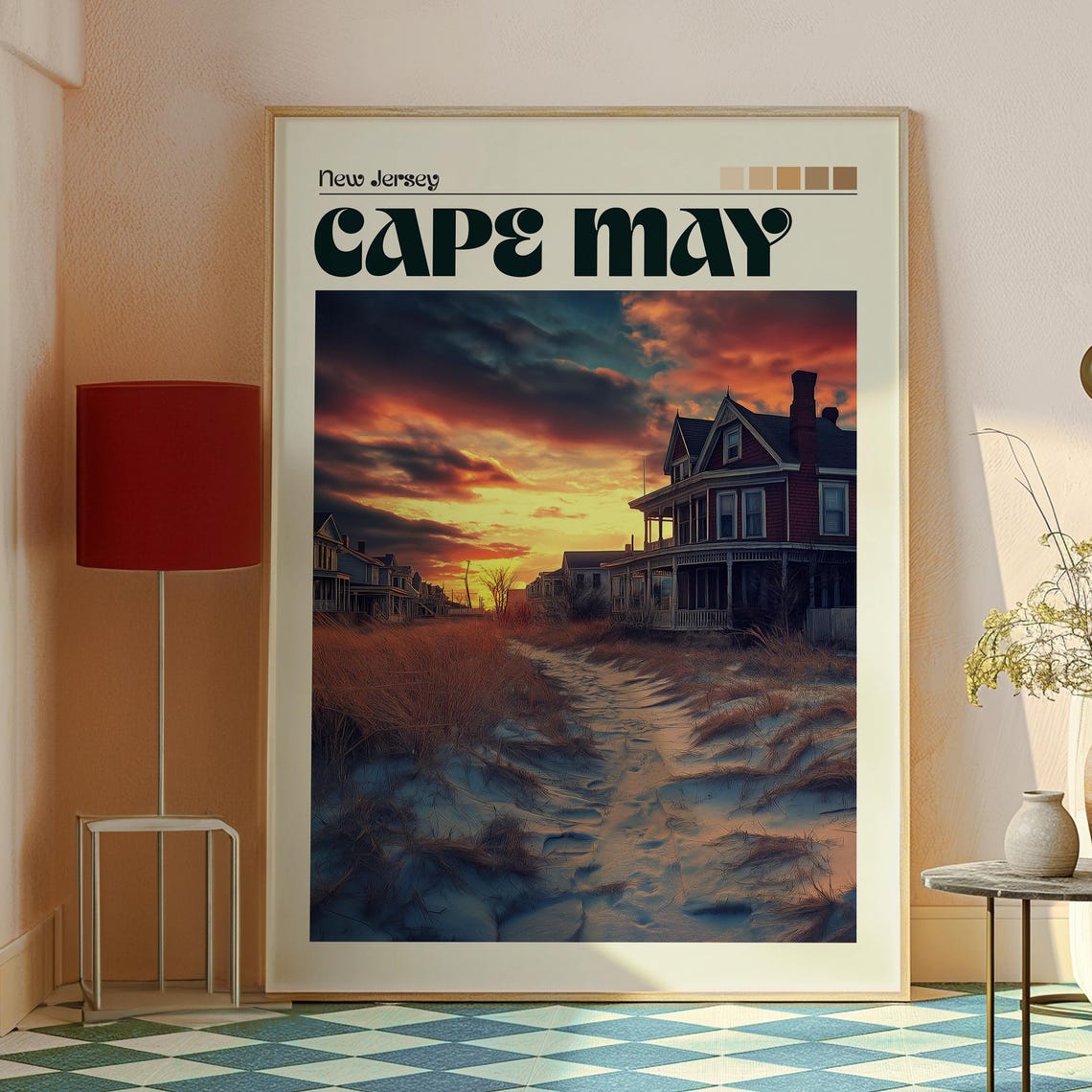 Cape May New Jersey Sunset Beach Houses Shore Town Travel Poster - Image 2