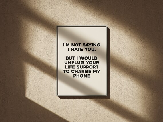 I Would Unplug Your Life Support Funny Sarcastic Poster Phone Quote Gift