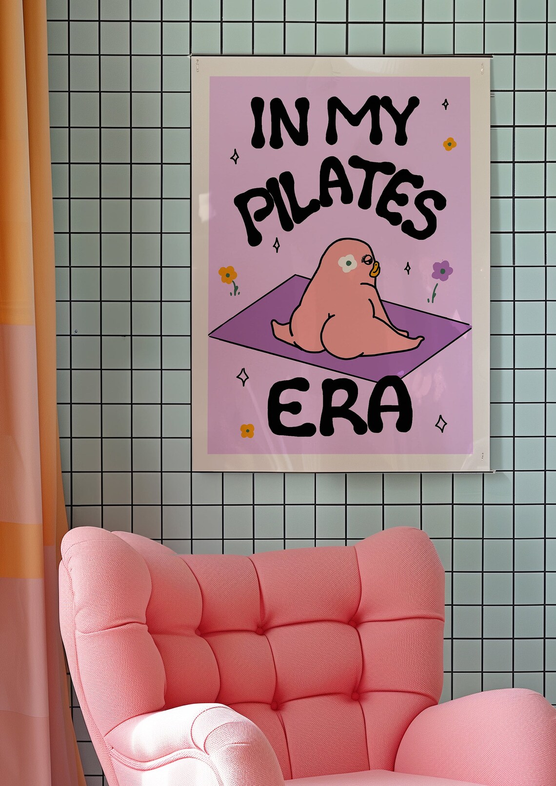 In My Pilates Era Cute Duck Yoga Poster Funny Pilates Gift for Her - Image 3