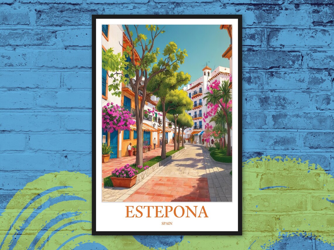 Estepona Spain Bougainvillea Plaza Daytime Street Travel Poster