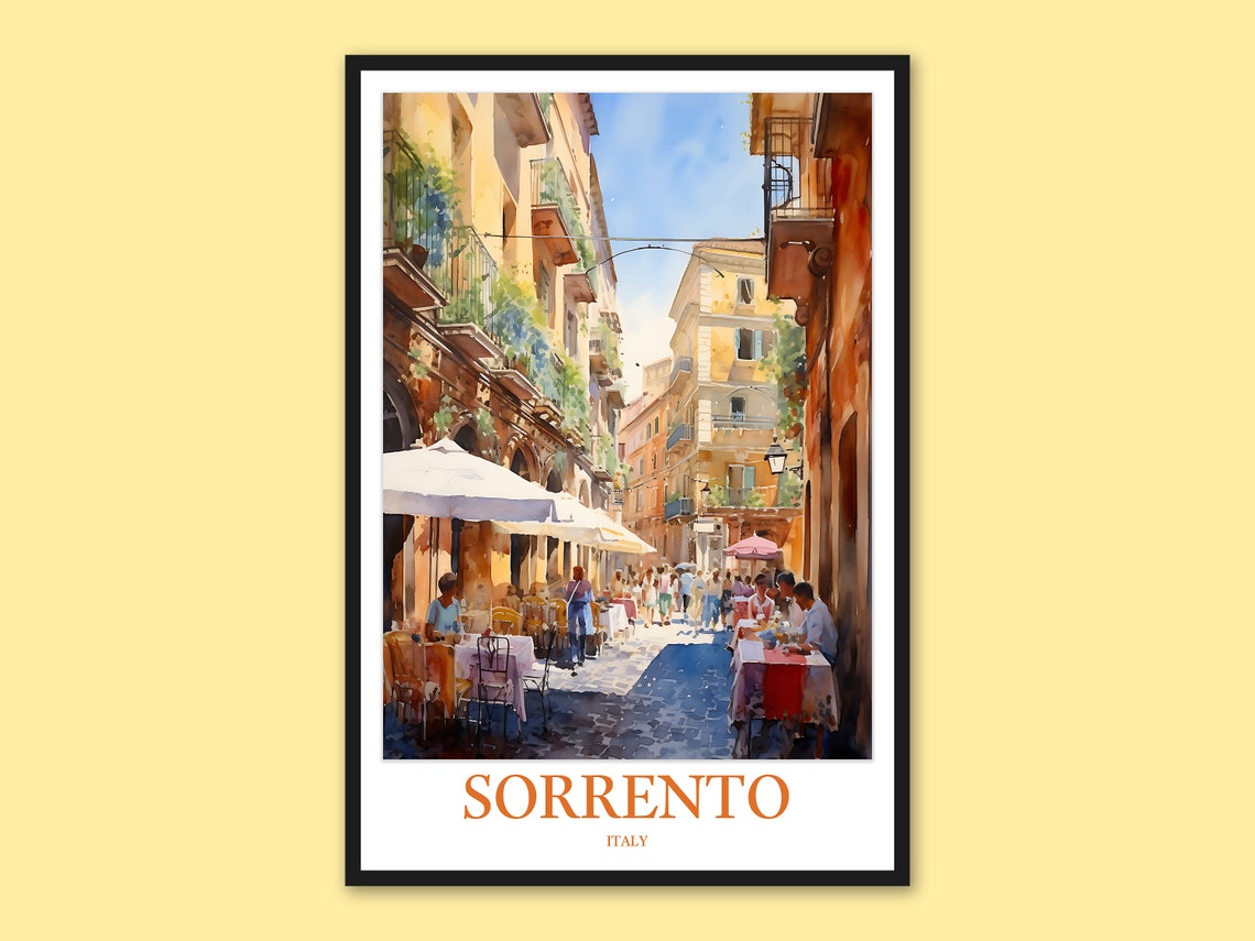 Sorrento Italy Travel Poster, Piazza Tasso Print