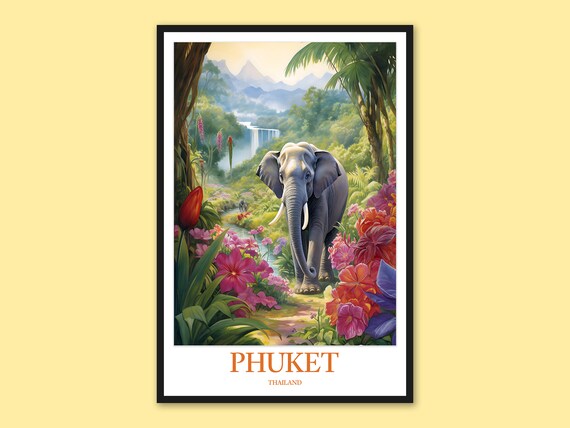 Phuket Elephant Sanctuary Print Thailand Travel Wall Art