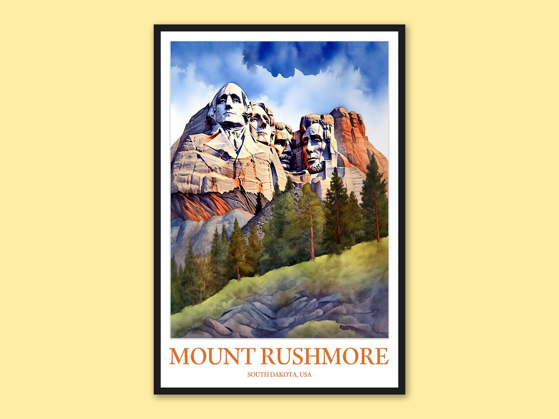 Mount Rushmore South Dakota Travel Poster, Art Print