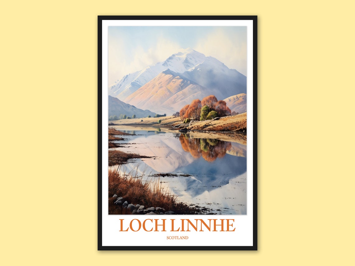 Loch Linnhe Scotland Autumn Mountain Lake Reflection Travel Poster