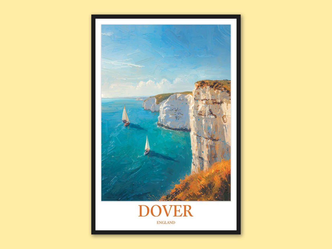 Dover England White Cliffs Close View Sailboats Daytime Poster