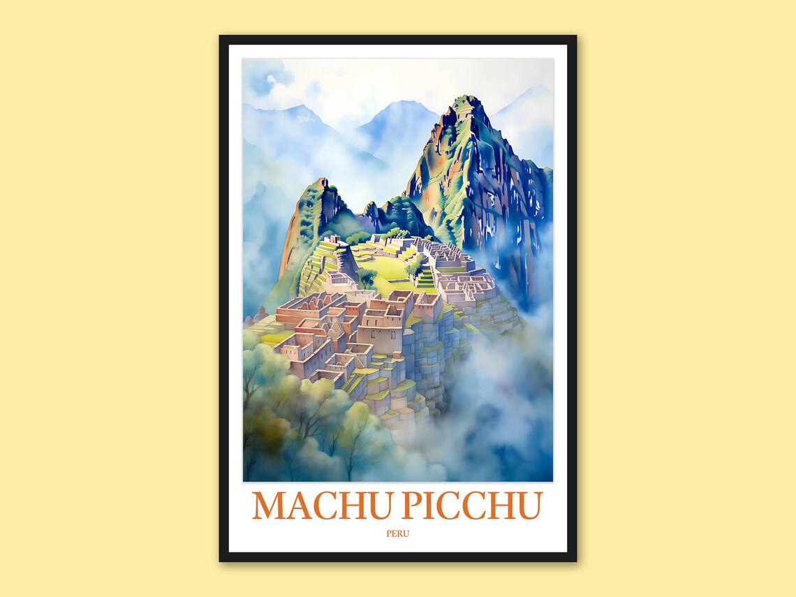Machu Picchu Travel Poster Peru Wall Art Print