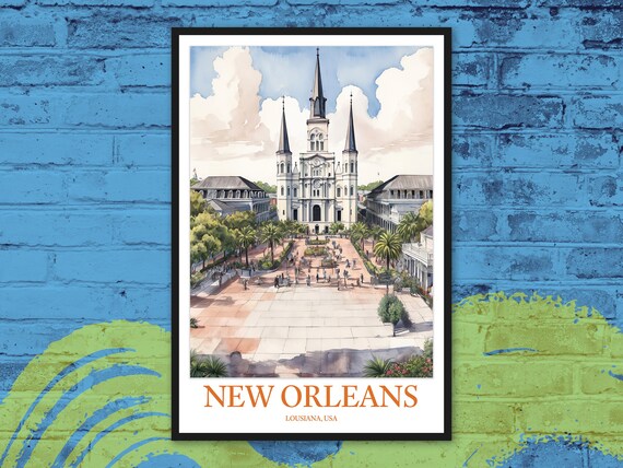 New Orleans St Louis Cathedral Jackson Square Landmark Travel Poster
