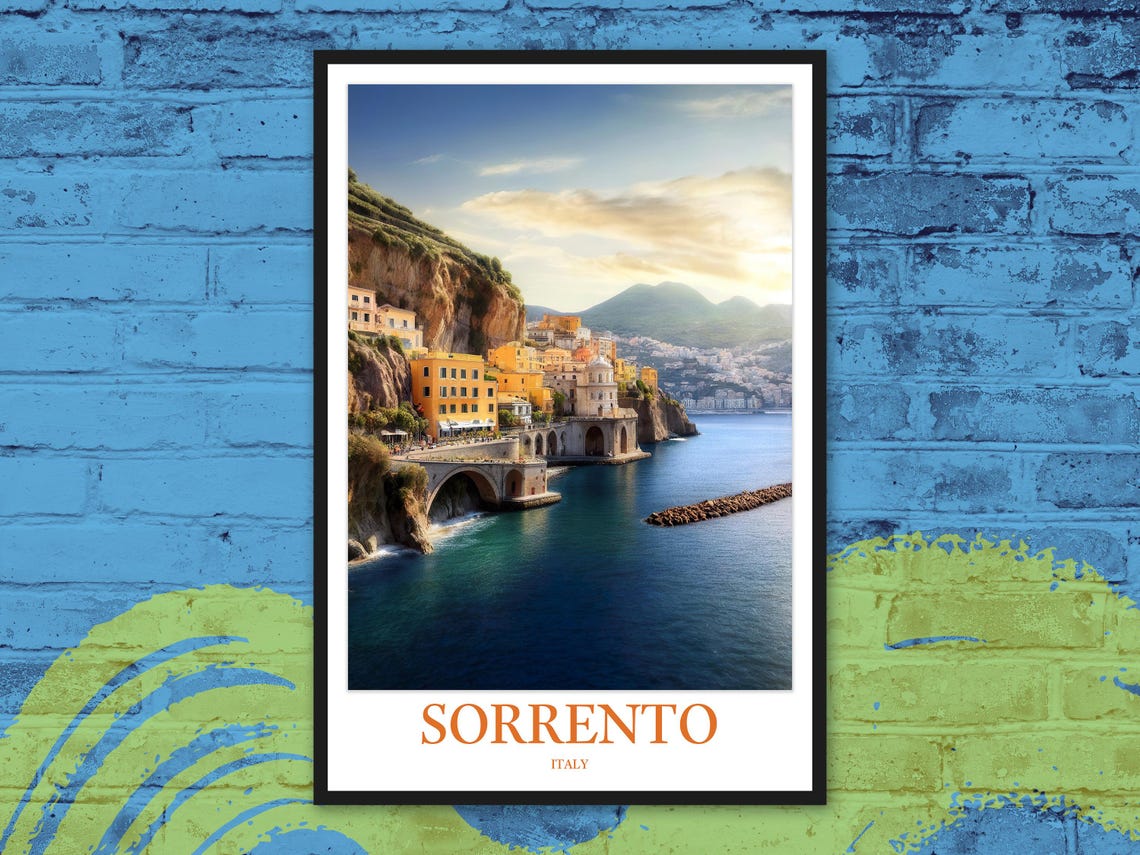 Sorrento Italy Coastal Town Bay Photograph Mediterranean Travel Poster