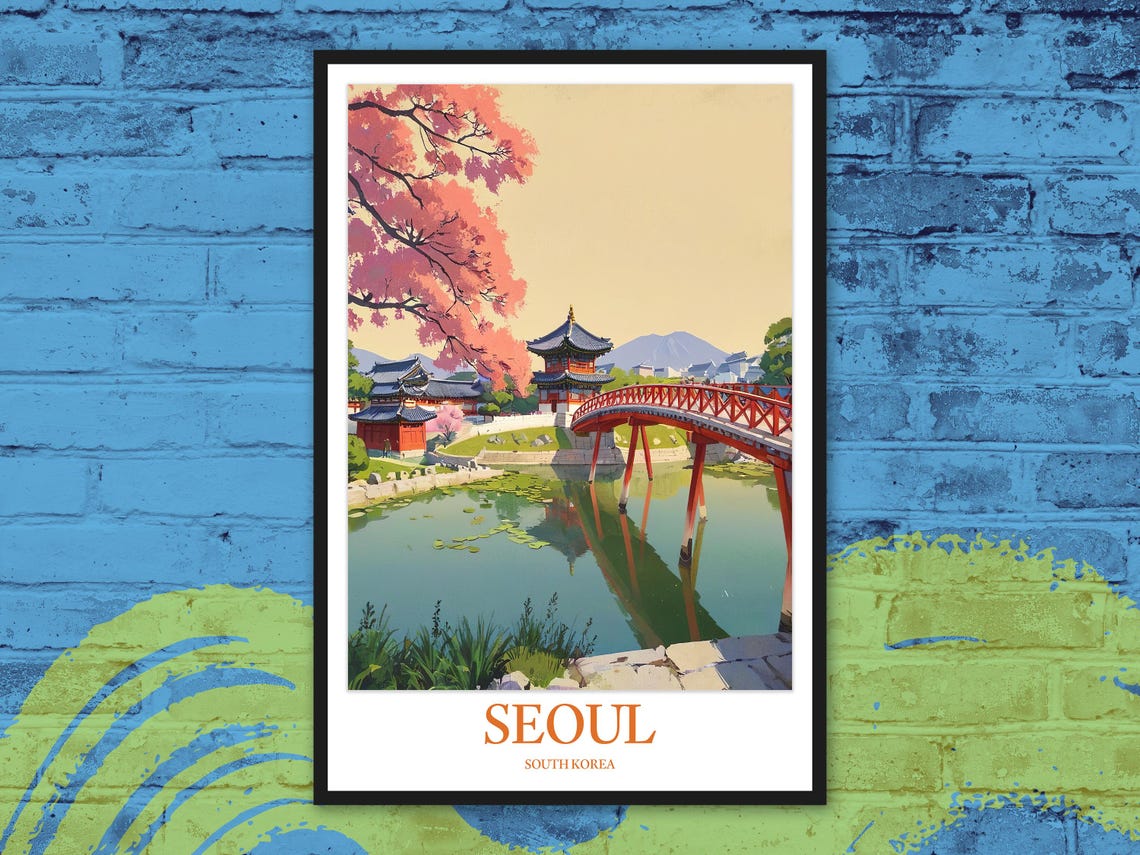 Seoul Gyeongbokgung Palace Cherry Blossom Spring South Korea Poster