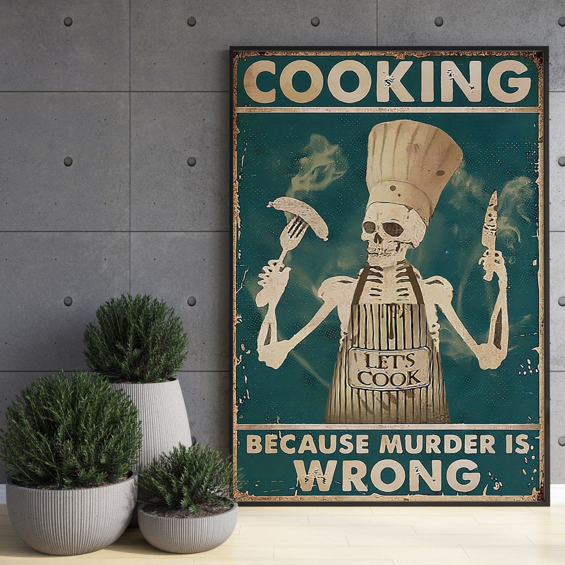 Skeleton Cooking, Kitchen Decor, Poster - Image 3