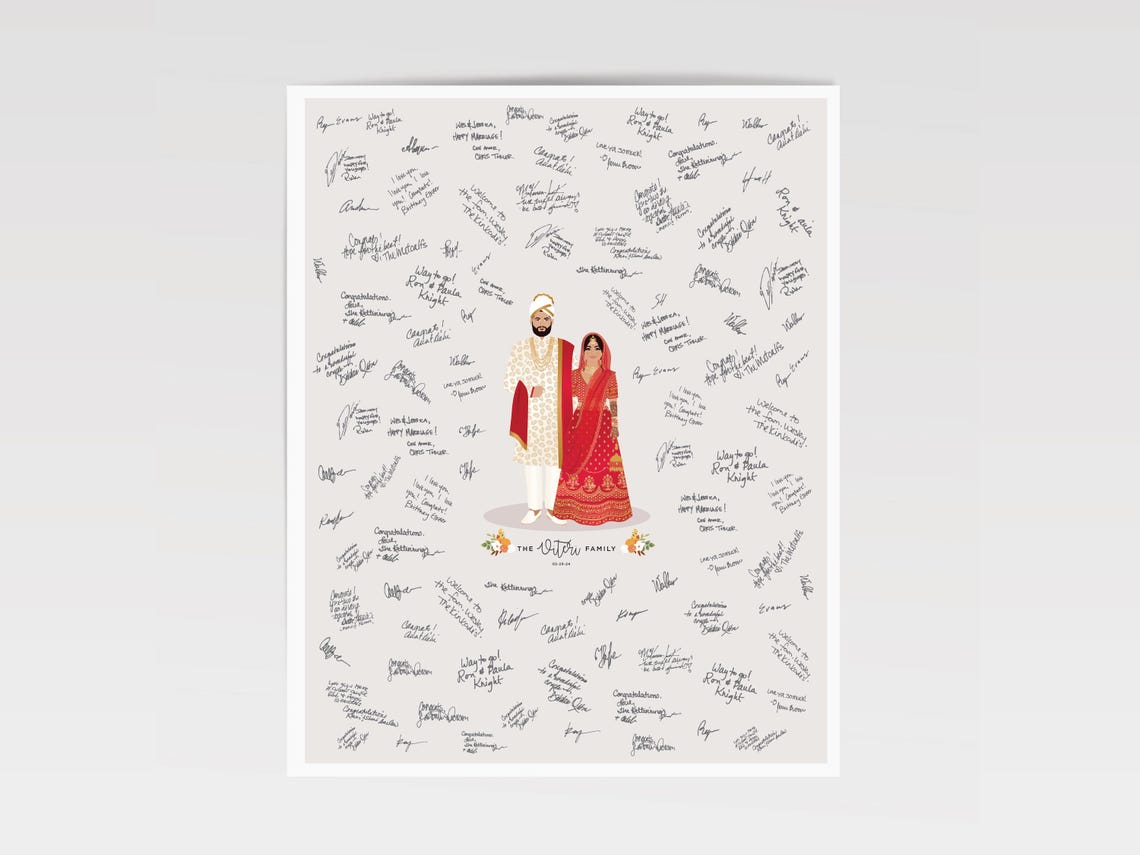 Wedding Guest Book Alternative Couple Portrait Signature Poster - Image 3