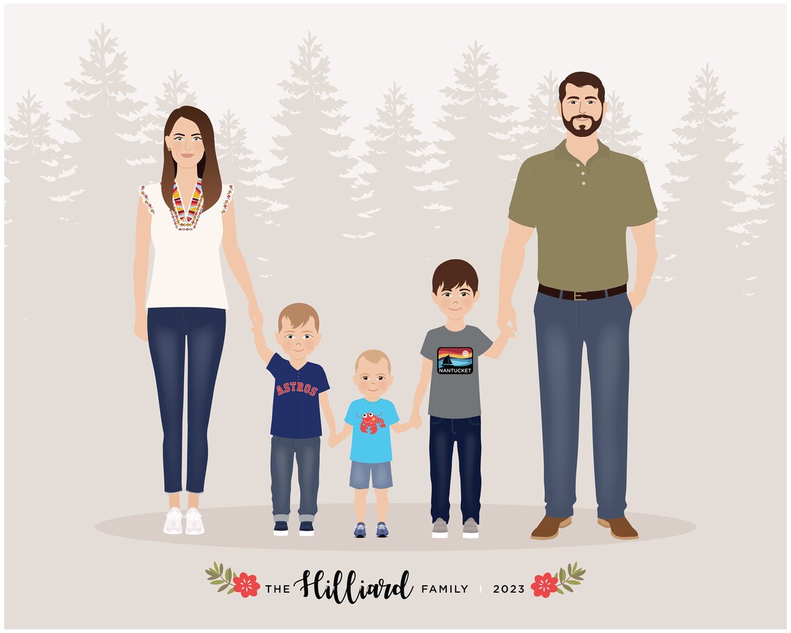 Custom Family Portrait Drawing, Personalized Gift - Image 2