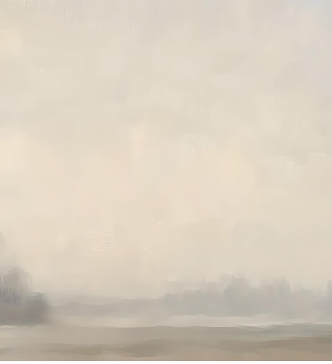 Minimalist Beige Misty Abstract Landscape Neutral Serene Art Print - Image 6