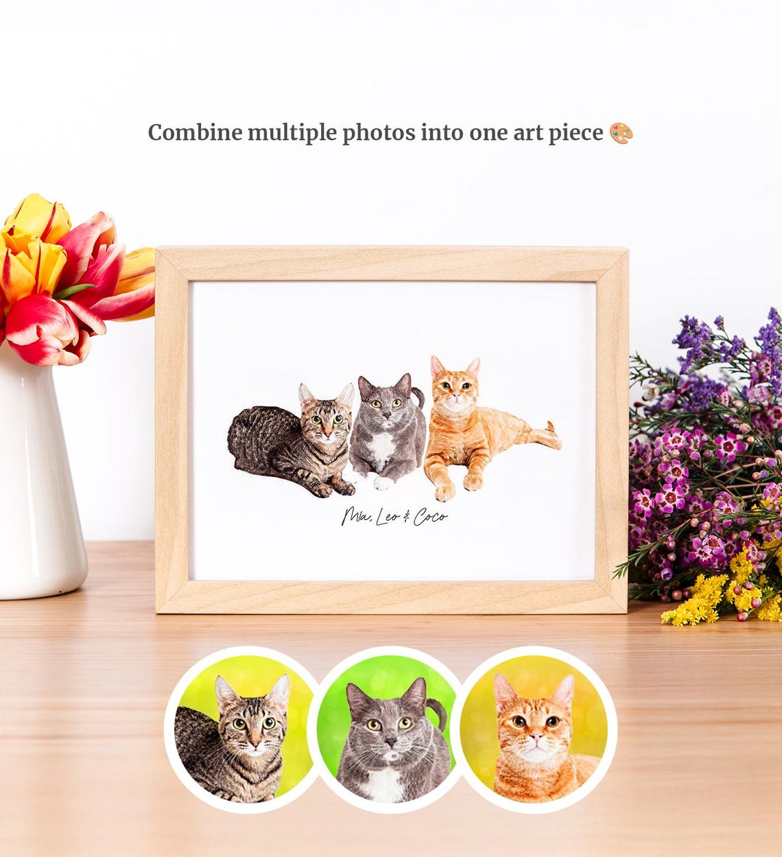 Custom Pet Portrait Personalized Long Haired Cat Name Art Print Poster - Image 3