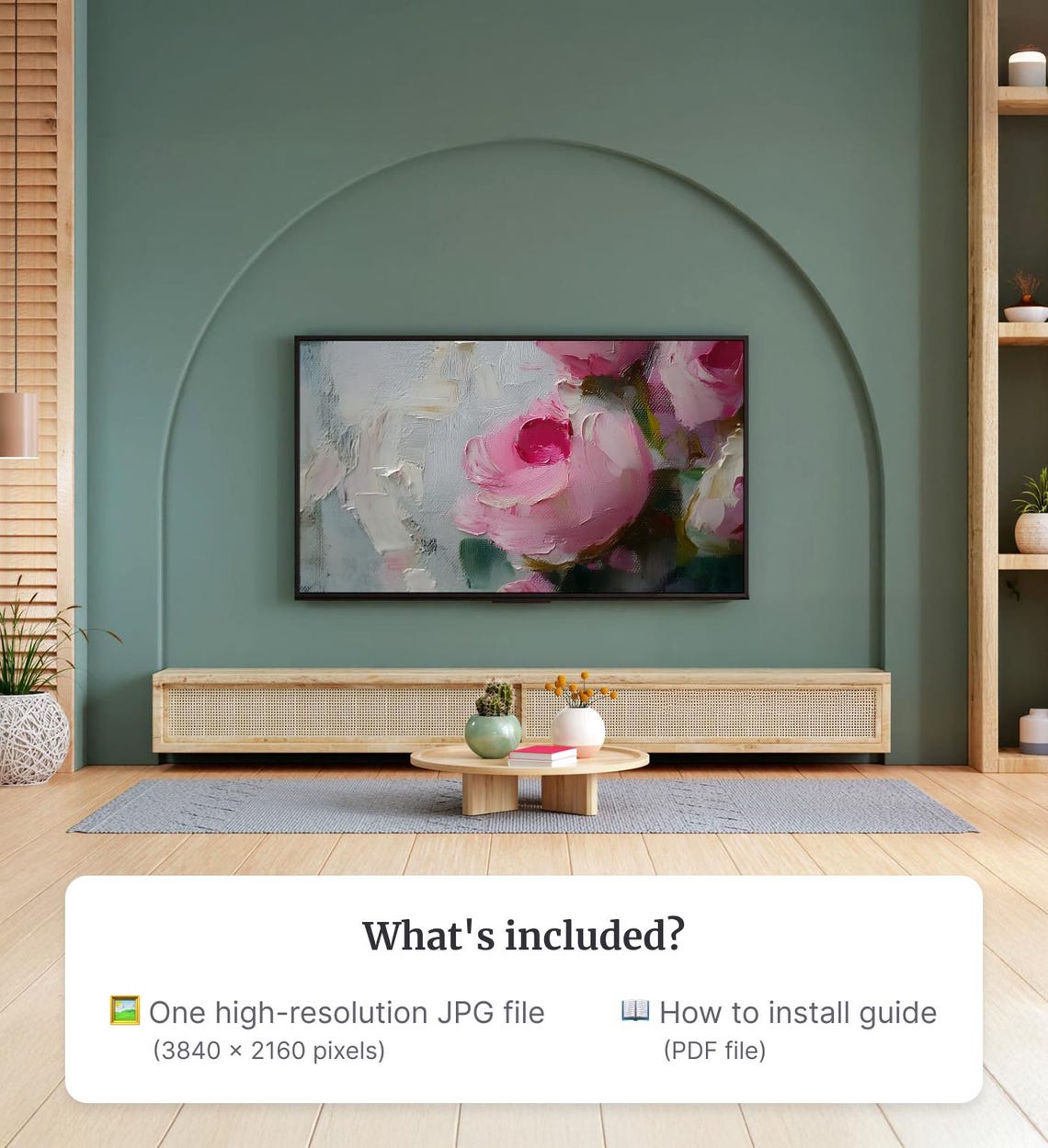 Pink Roses Impasto Oil Painting Blush Floral Spring Wall Art Poster - Image 2