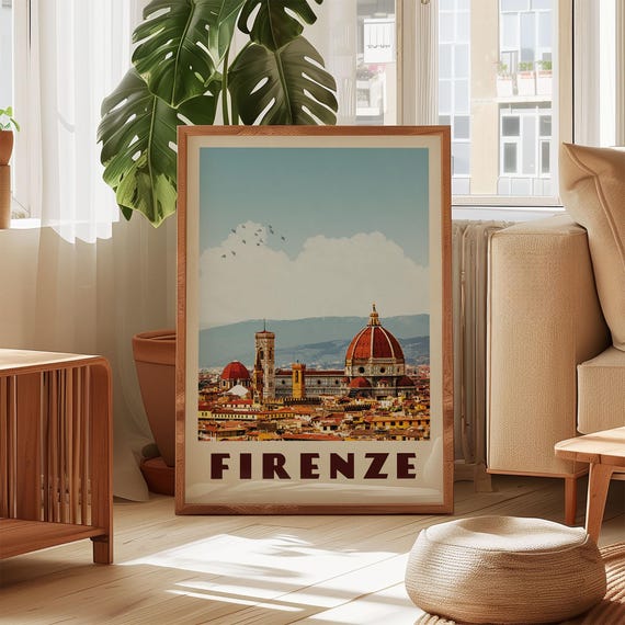 Florence Italy Travel Poster, Duomo Firenze