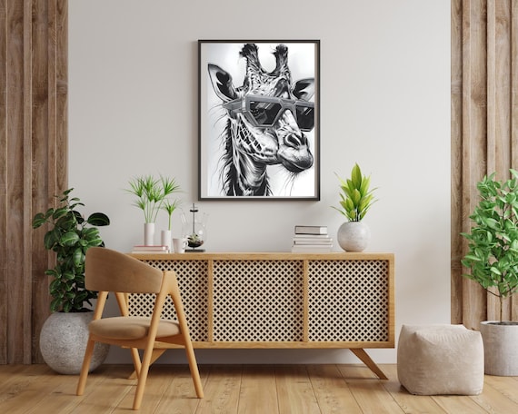 Modern Giraffe Wall Art Wildlife Animal Lovers Decor Instant