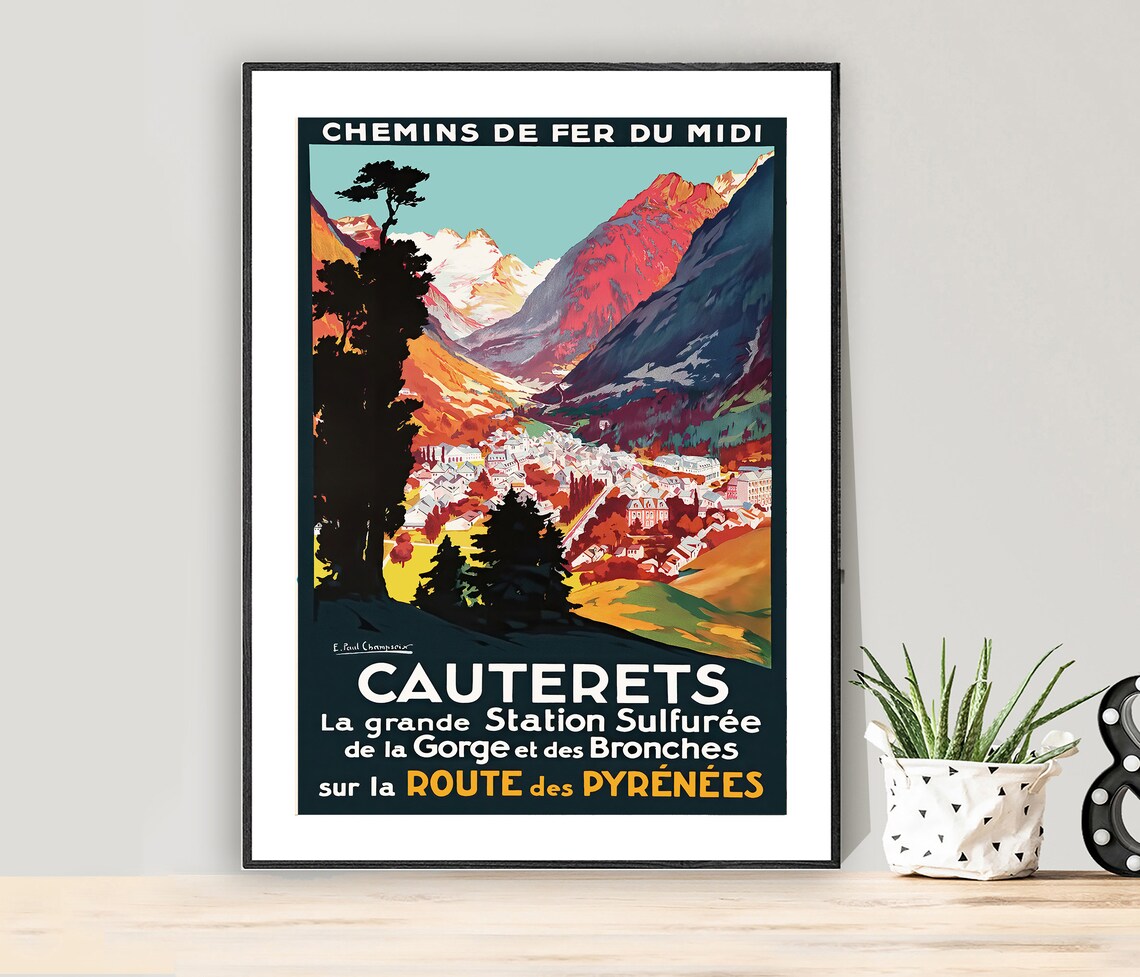 Cauterets La Grande Station Sulfuree Vintage Travel Poster