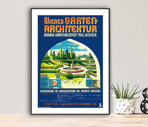 Wiener Garten Architektur Austria Vintage Travel Poster Poster Paper Or Print Gift Idea Wall Decor
