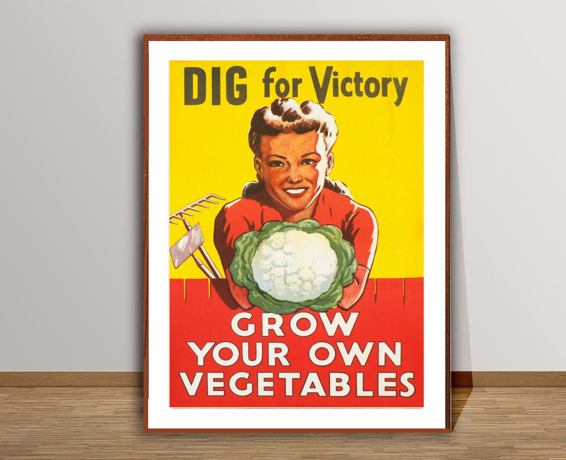 Dig for Victory Grow Your Own Vegetables WWII Garden Vintage Poster - Image 3