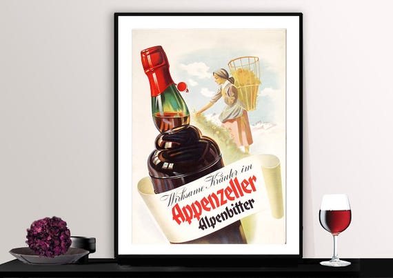 Appenzeller Alpenbitter Vintage Fooddrink Poster Beverage Art Liquor Lovers Wall Decor Gift Idea