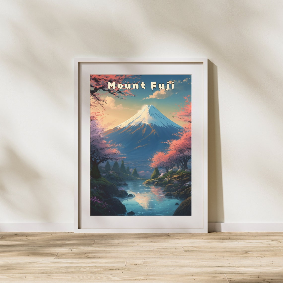 Snowcapped Mount Fuji with Cherry Blossoms Vintage Travel Poster - Image 3