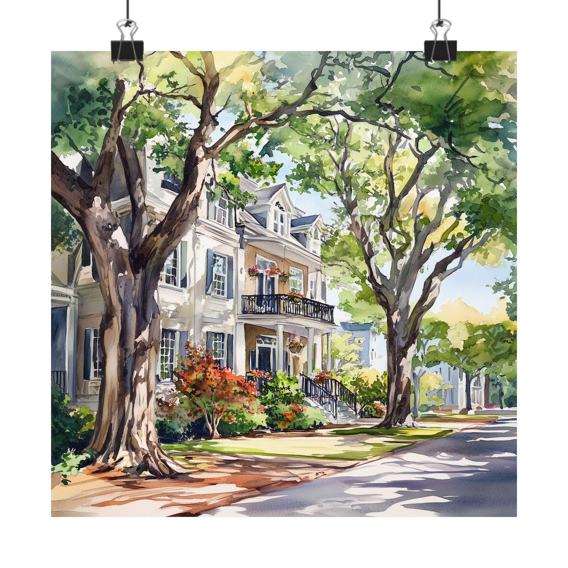 Savannah Painting, Southern Streetscape Art Print