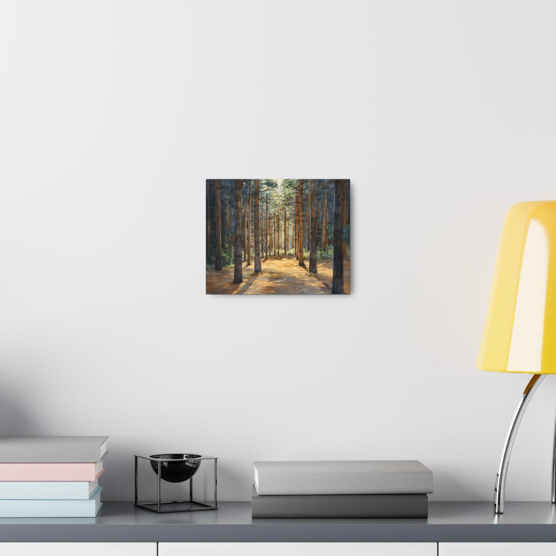 Golden Sunlit Pine Forest Morning Path Serene Landscape Poster - Image 3