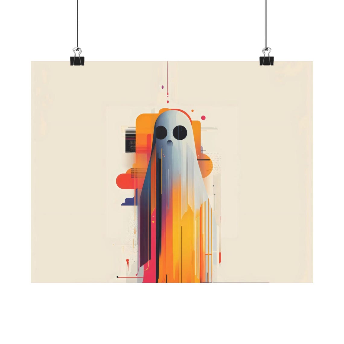 Ghost Geometric Poster Print Gothic Modern Painting Halloween Eccentric Wall Print Airbnb Art Wall Decor