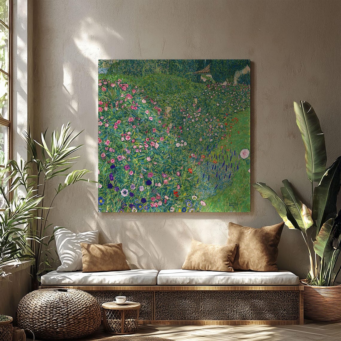 Klimt Italian Garden Landscape Pink Flowers Green Hill Poster - Image 2