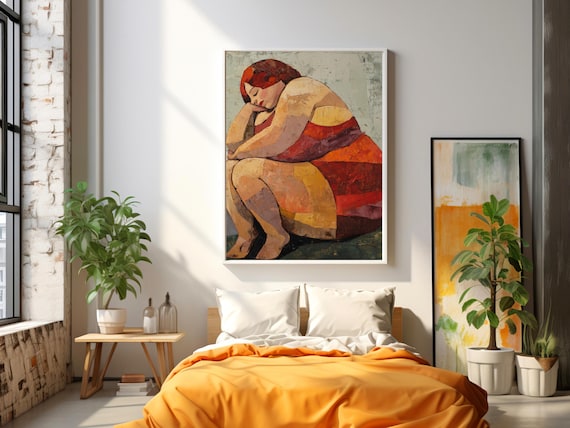 Abstract Female Portrait Wall Art Body Positive Modern Boho Print Minimalist Empowering Decor