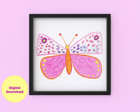 Butterfly Wall Art Decor For Nursery Animals Prints Watercolor Illustration Poster